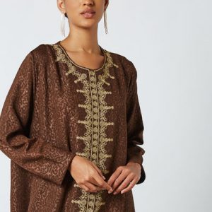 Coco Desert Abaya Brown Embrioded